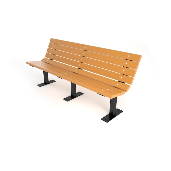 Cedar 6' Contour Bench Surface Mount w/ Black Frame